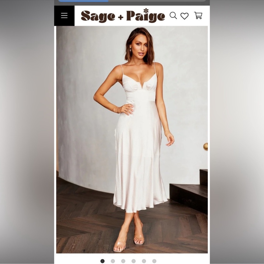 Sage and Paige Night in August Midi Dress-Champagne